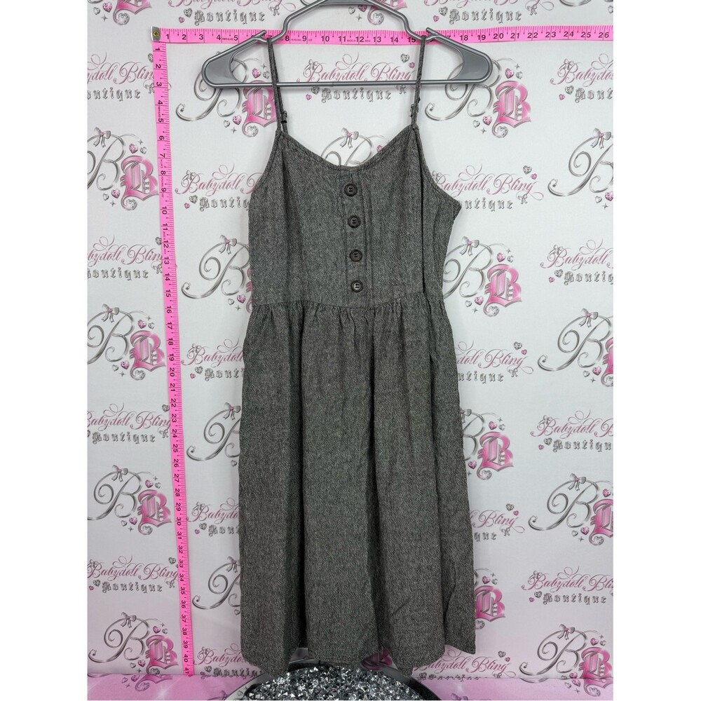 Lily Morgan dress smocked Tweed look Button-Front Spaghetti Strap Dress
